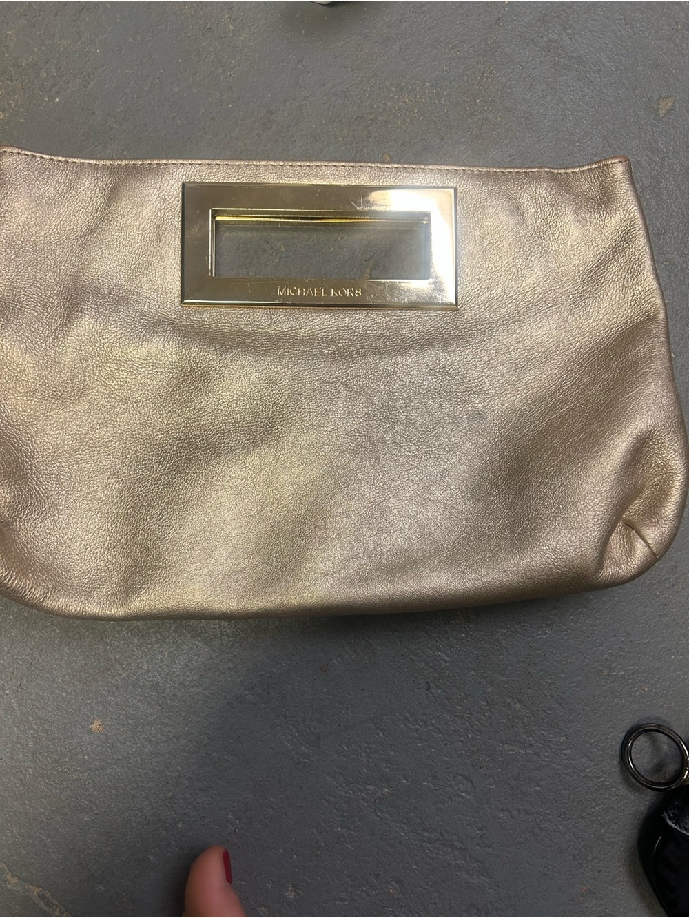 Michael Kors Gold Leather Wristlet Clutch